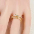  Gold alternative ring decorated with a heart and a diamond