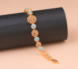 Gold Alternative Bracelet, Turquoise Charm