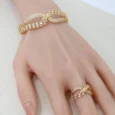 Baguette zircon bracelet with ring