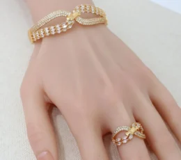 Baguette zircon bracelet with ring