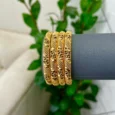 4 Engraved Bangles Gold Alternative