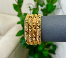 4 Engraved Bangles Gold Alternative