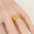 Gold Alternative Ring with Interlocking Lines