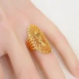 Gold Alternative Ring with Carved Fan