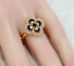 Black Marble Rose Ring