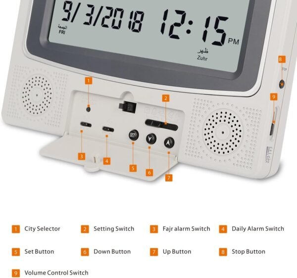 Azan Clock Prayer Times Table Clock Muslim Digital Alarm - Image 5