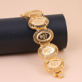 Gold alternative bracelet, engraved charm