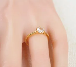 Gold Alternative Ring with Zircon Stone