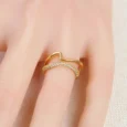 Gold Alternative Open Ring with Zircon Stones Category: Zircon Gold Alternative Rings