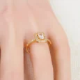 Gold Alternative Ring with Square Cubic Zirconia Stone