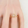 Rectangular Gold Alternative Ring with Zircon Stone