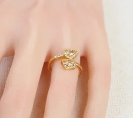 Gold Alternative Ring with Cross Studs