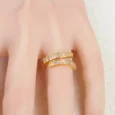  Gold Alternative Ring with Two Rows of Zircon