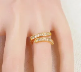  Gold Alternative Ring with Two Rows of Zircon