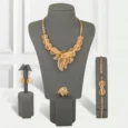 Gold Substitute Bow Necklace Set