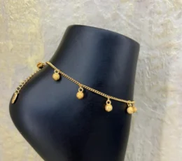 Anklet Alternative To Gold, Elegant Golden Balls With A Delicate Bell
