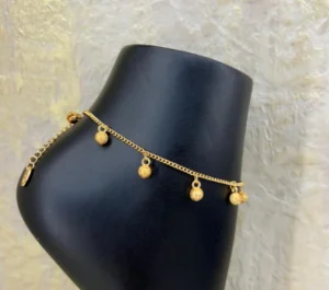 Anklet Alternative To Gold, Elegant Golden Balls With A Delicate Bell