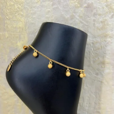 Anklet Alternative To Gold, Elegant Golden Balls With A Delicate Bell
