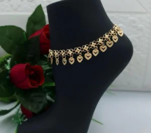 Gold Alternative Anklet With Connected Hearts