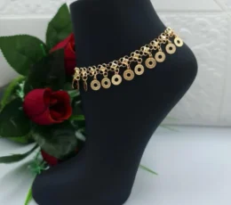 Gold Alternative Anklet With Dangling Circles