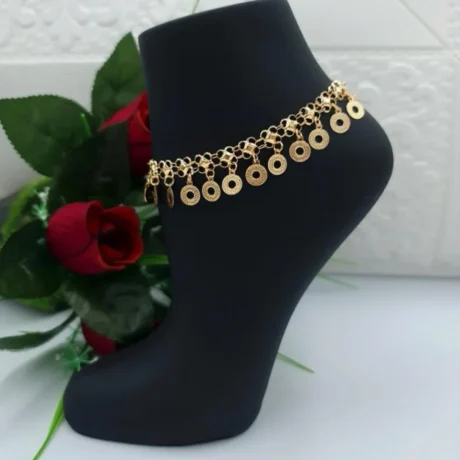 Gold Alternative Anklet With Dangling Circles