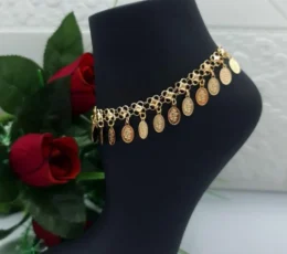 Gold Alternative Anklet With Oval Designs