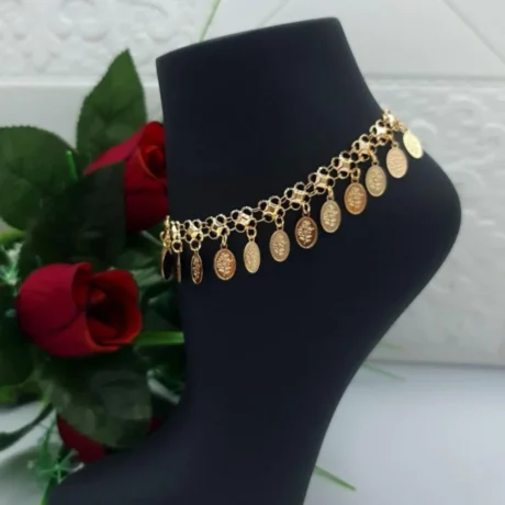 Gold Alternative Anklet With Oval Designs