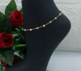 Gold Alternative Anklet With Shiny Balls and Beads