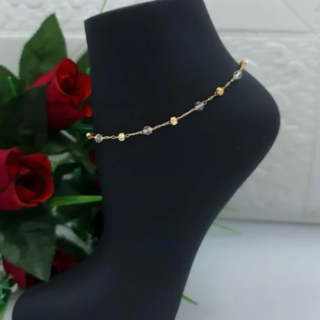 Gold Alternative Anklet With Shiny Balls and Beads
