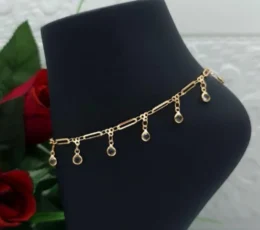 Gold Alternative Anklet With Zircon Drops