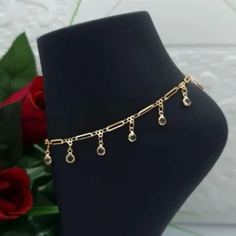 Gold Alternative Anklet With Zircon Drops