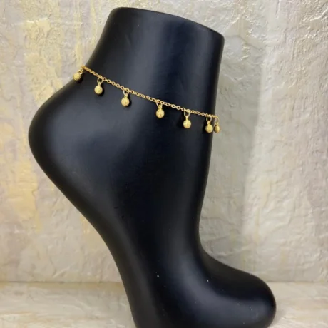 Gold Alternative Anklet with Elegant Balls
