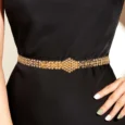 Gold Alternative Belt With a Geometric Design