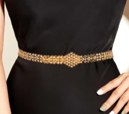 Gold Alternative Belt With a Geometric Design