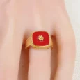 Gold Alternative Ring with Red Stone