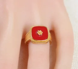 Gold Alternative Ring with Red Stone