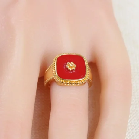 Gold Alternative Ring with Red Stone