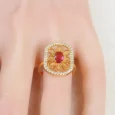 Gold Alternative Ring with Sapphire Stone