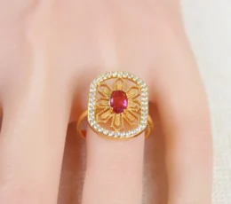 Gold Alternative Ring with Sapphire Stone