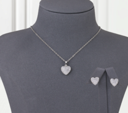 Gold Alternative Set, Zircon Heart, Silver