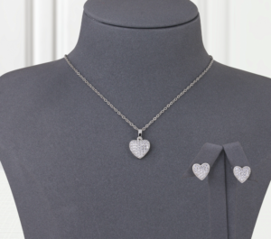 Gold Alternative Set, Zircon Heart, Silver