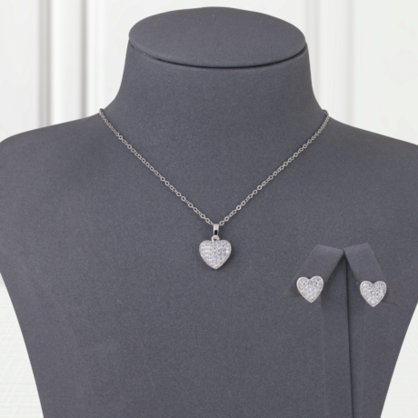 Gold Alternative Set, Zircon Heart, Silver