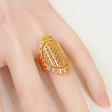 Gold alternative ring, elegant arabesque