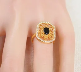 Gold alternative ring with black stone