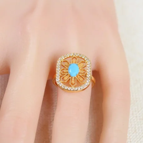 Gold alternative ring with turquoise stone