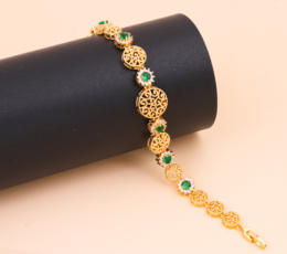 Green Mesh Bracelet Gold Alternative Set