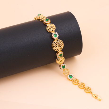 Green Mesh Bracelet Gold Alternative Set