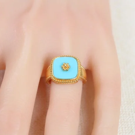 Turquoise Stone Ring Gold Alternative
