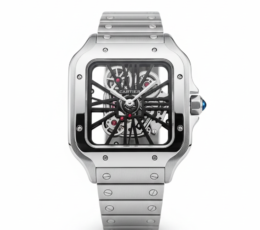 Cartier Santos Skeleton – Transparent Mechanical Dial with Brushed Steel Bracelet