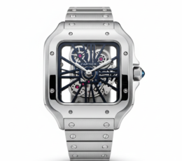 Cartier Santos Skeleton – Transparent Mechanical Dial with Brushed Steel Bracelet